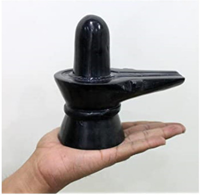 RATAN BAZAAR Top Quality Black Marble Shivling for Pooja, Shiva, shivalingam Home, Shiva Linga, Black shivling Decorative Showpiece  -  5 cm(Marble, Black)