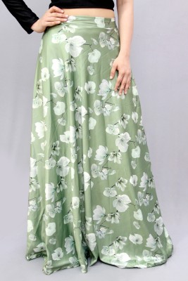 CRAZEVILLA Floral Print Women Flared Green Skirt