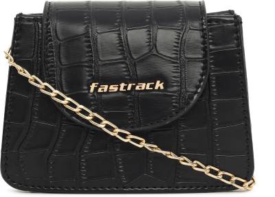 Fastrack Black Sling Bag Textured Black Sling Bag