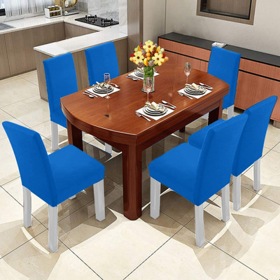 MSE Polyester Plain 1 Seater Chair Cover(Blue Pack of 6)