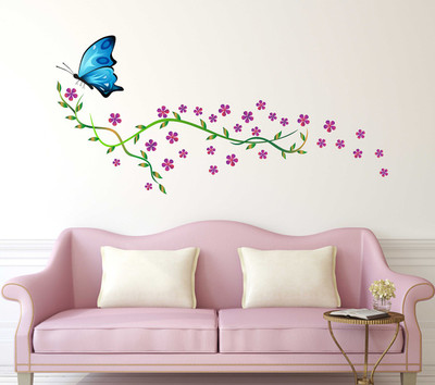 Wallzone 110 cm Butterfly Removable Sticker(Pack of 1)