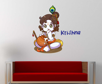 LANSTICK 60.96 cm LORD KRISHNA Self Adhesive Sticker(Pack of 1)