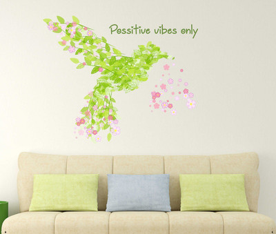 Wallzone 65 cm Positive Vibes Only Removable Sticker(Pack of 1)