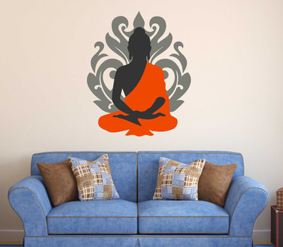 Wallzone 50 cm Budha Removable Sticker(Pack of 1)