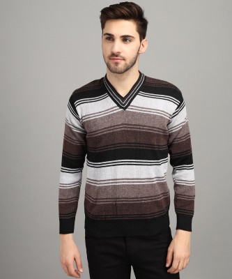 Fit N Fame Woven V Neck Casual Men Brown Sweater