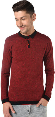 Fashion Kreza Printed Men Polo Neck Maroon T-Shirt