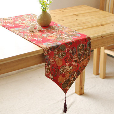 Ezyhome Maroon 140 cm Table Runner(Linen)
