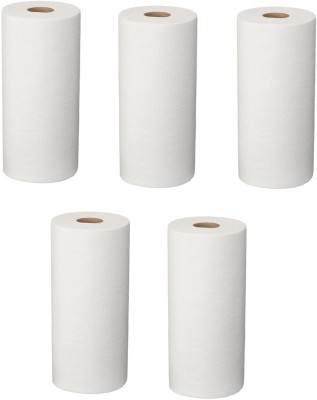 Mahasan Disposable/Non Washable (Multi Use, White) Kitchen Towel Roll 2 Ply (Pack of 5)(2 Ply, 150 Sheets)