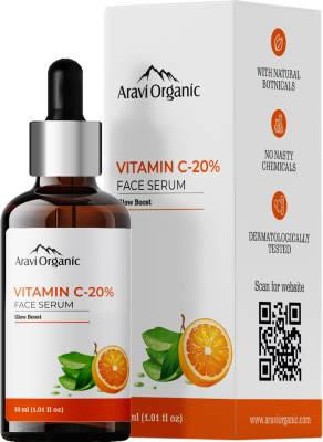Aravi Organic Vitamin C Serum for Skin Whitening | Natural & Organic Anti Wrinkle Reducer Formula for Face - Dark Circle, Fine Line & Sun Damage Corrector