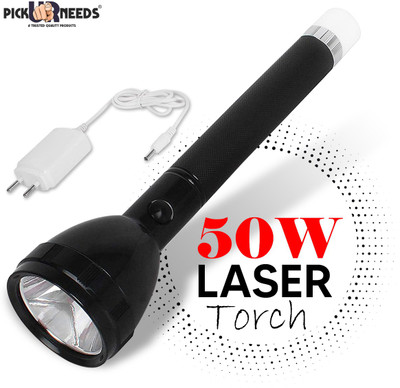 Make Ur Wish Dual Mode Led Rechargeable Long Range Torch Up to 1 Km With BackLight 6 hrs Torch Emergency Light(Black)