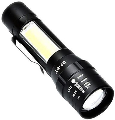 JY-SUPER New Torch Light 3 Modes Adjustable Mini USB Flashlight LED Rechargeable For Emergency torch (2W) Torch(Black, 7.5 cm, Rechargeable)