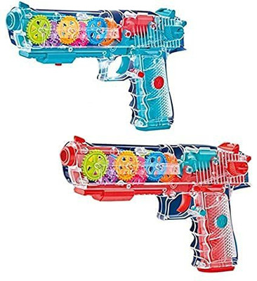 ANANYA SHOP Transparent Glow Gun with 3D Light & Sound Effects Concept Gun with Moving Gears for Boys and Girls Kids Birthday Gift Pack of 1.(Multicolor)(Multicolor)