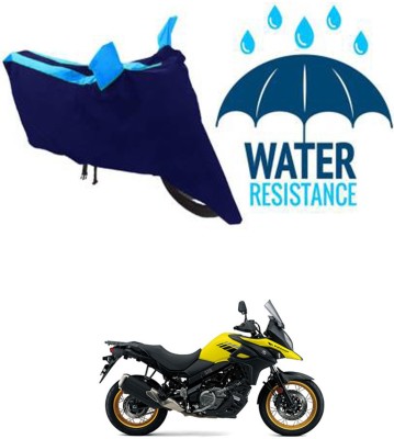 RONISH Waterproof Two Wheeler Cover for Suzuki(V-Strom 650 XT, Black, Blue)