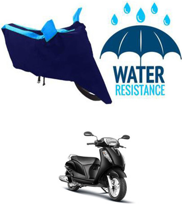 RONISH Waterproof Two Wheeler Cover for Suzuki(Access 125, Black, Blue)