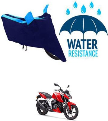 Mdstar Waterproof Two Wheeler Cover for TVS(Apache RTR 160 4V, Black, Blue)