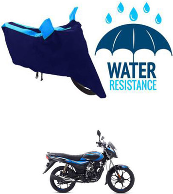 RONISH Waterproof Two Wheeler Cover for Bajaj(Platina 110 H-Gear, Black, Blue)
