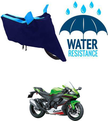 RONISH Waterproof Two Wheeler Cover for Kawasaki(Ninja ZX-10R, Black, Blue)