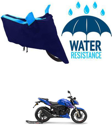 RONISH Waterproof Two Wheeler Cover for TVS(Apache RTR 200 4V, Black, Blue)