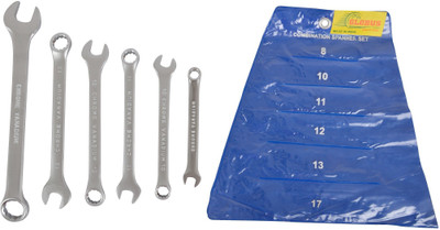 Globus ELLIPTICAL PATTERN , SATIN FINISH , CRV STEEL SET/6 PCS Double Sided Combination Wrench(Pack of 7)