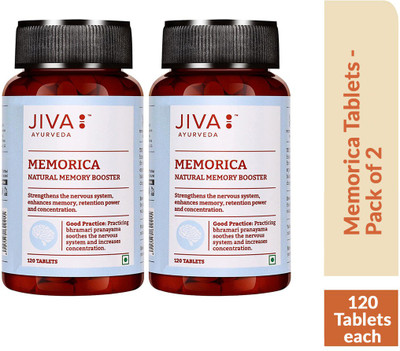 JIVA Memorica Tablets - Enhance Your Memory Naturally - Improves Memory, Retention & Intelligence - 120 Tablets Each - Pack of 2(Pack of 2, 240 Tablets)
