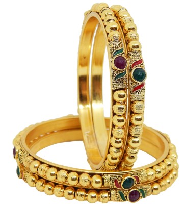 FRESH VIBES Alloy Gold-plated Bangle Set(Pack of 4)