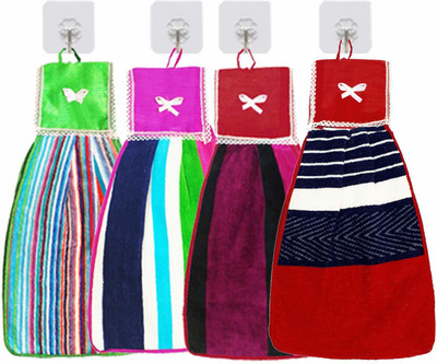 Abhsant Multicolor Heavy Quality Durable Cotton Kitchen Hanging Towel 4 Pcs Multicolor, Color and Design May Vary, Pack of 4 Pcs Cloth Napkins(4 Sheets)