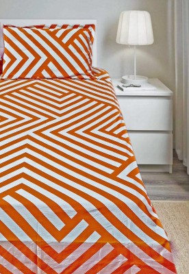 Saryuhomes 400 TC Cotton Queen Geometric Flat Bedsheet(Pack of 1, Orange)