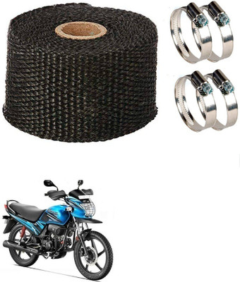 Znee Smart ZS3MT26 Bike Silencer Wrap with 4 Pcs Clamp Heat Shield Bike Exhaust Silencer Wrap 3 Meter Black for Hero Passion Pro TR Bike Exhaust Heat Shield