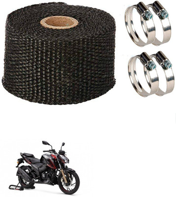Znee Smart ZS3MT82 Bike Silencer Wrap with 4 Pcs Clamp Heat Shield Bike Exhaust Silencer Wrap 3 Meter Black for TVS Apache RTR 200 4V Bike Exhaust Heat Shield