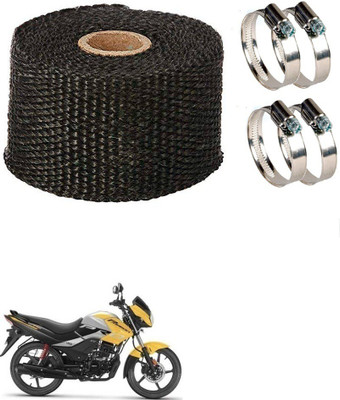 Znee Smart ZS3MT27 Bike Silencer Wrap with 4 Pcs Clamp Heat Shield Bike Exhaust Silencer Wrap 3 Meter Black for Hero Passion Pro i3S Bike Exhaust Heat Shield