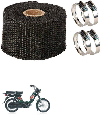 Znee Smart ZS3MT88 Bike Silencer Wrap with 4 Pcs Clamp Heat Shield Bike Exhaust Silencer Wrap 3 Meter Black for TVS Heavy Duty Super XL Bike Exhaust Heat Shield