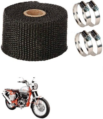 Znee Smart ZS3MT131 Bike Silencer Wrap with 4 Pcs Clamp Heat Shield Bike Exhaust Silencer Wrap 3 Meter Black for Royal Enfield Bullet Trials 350 Bike Exhaust Heat Shield