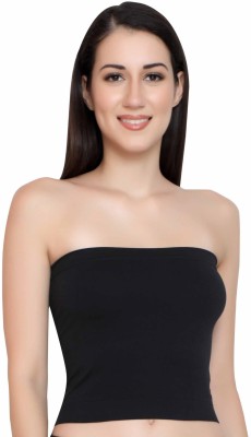 Glamoras Strapless Medium Length Non Padded Tube Top Bra Women Bandeau/Tube Non Padded Bra(Black)