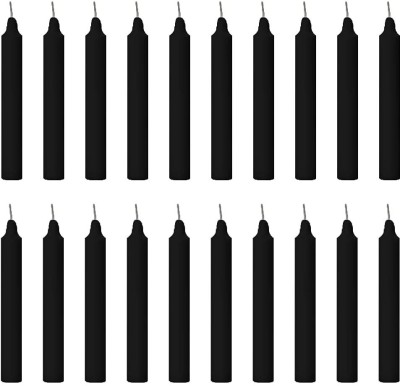 Parkash Candles Chime Candles Set of 20 | Ritual Spell Candle | Unscented (Black) Candle(Black, Pack of 20)