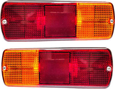Allpartssource Rear Tail Light Assembly Set 12V Bulbs 2 Pieces Set for Universal JCB Car Reflector Light(Yellow, Red)