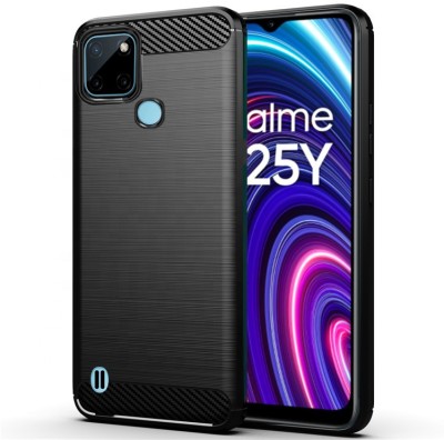 Wowcase Back Cover for Realme C25Y(Black, Grip Case, Silicon, Pack of: 1)