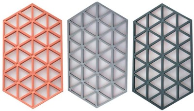 SHIDHMI Rectangle Reversible PVC Coaster Set(Pack of 3)