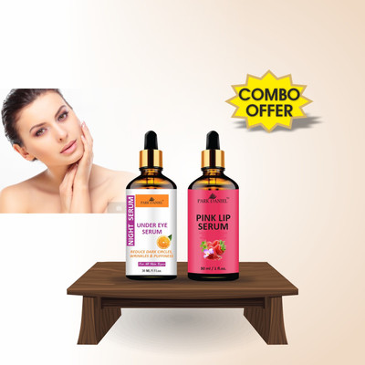PARK DANIEL Premium Under Eye Serum & Pink Lip Serum Oil Combo Pack of 2 Bottles of 30 ml(60 ml)(2 Items in the set)
