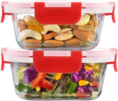Cutting EDGE Glass Utility Container  - 320(Pack of 2, Red)