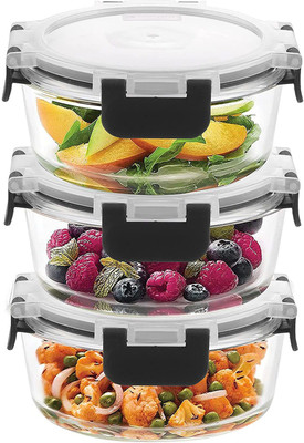Cutting EDGE Glass Utility Container  - 400 ml(Pack of 3, Black)
