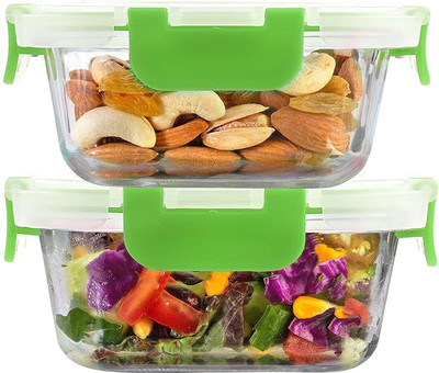 Cutting EDGE Glass Utility Container  - 320 ml(Pack of 2, Green)