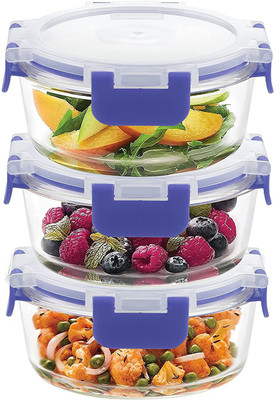 Cutting EDGE Glass Utility Container  - 400 ml(Pack of 3, Blue)