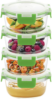 Cutting EDGE Glass Utility Container  - 400 ml(Pack of 4, Green)