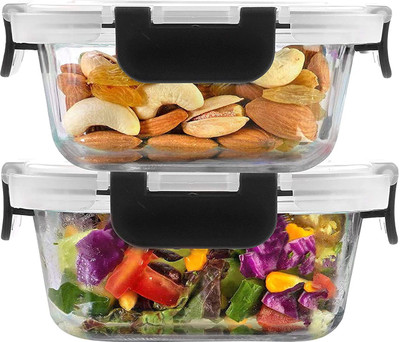 Cutting EDGE Glass Utility Container  - 320(Pack of 2, Black)
