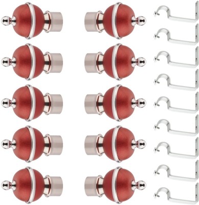 LivesUp Maroon Rod Rail Bracket, Curtain Knobs, Curtain Hooks Metal(Pack of 10)