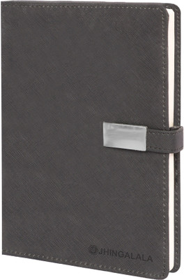 Jhingalala PU Leather Finish Hard Bound Executive Notebook Diary with Lock Regular Notebook Ruled 204 Pages(Black)