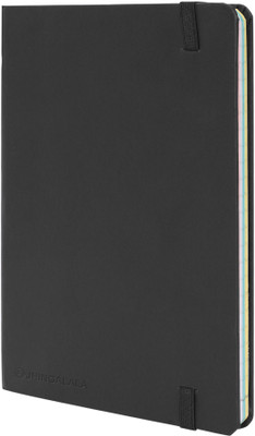 Jhingalala PU Leather Finish Hard Bound Executive Notebook Diary with Color Pages, Elastic Closure Regular Note Book Ruled 190 Pages(Black)