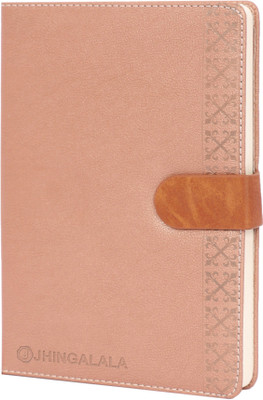 Jhingalala PU Leather Finish Hard Bound Executive Notebook Diary with Magnetic Lock Regular Notebook Ruled 250 Pages(Light Brown)