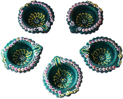 hc the crafts Earthenware (Pack of 5) Table Diya(Height: 1.5 inch)