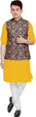OS Jeans Men Kurta Churidar Ethnic Jacket Set